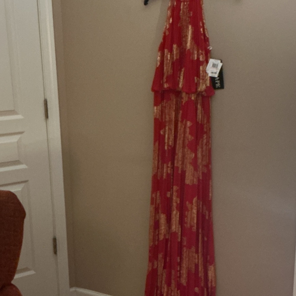 NWT Red and Gold Maxi Dress